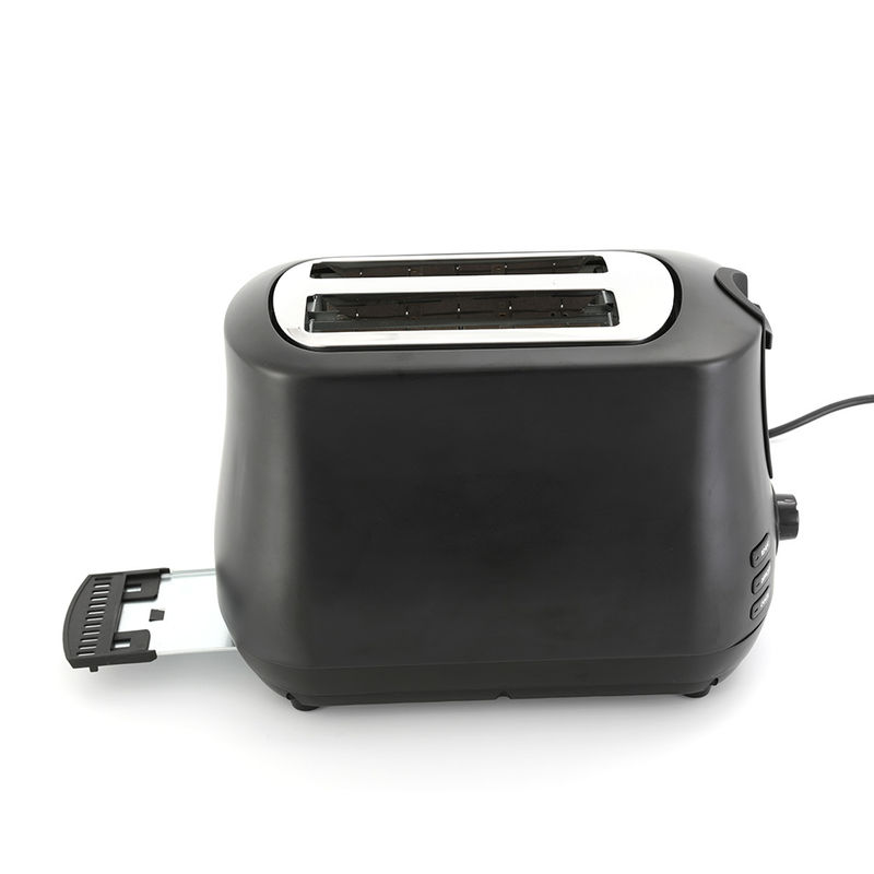 Máquina de tostadoras de 2 rebanadas de ranura ancha negra con funciones de descongelamiento de recalentamiento emergente de 6 sombras de control