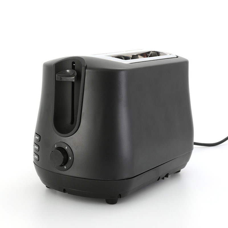 Máquina de tostadoras de 2 rebanadas de ranura ancha negra con funciones de descongelamiento de recalentamiento emergente de 6 sombras de control