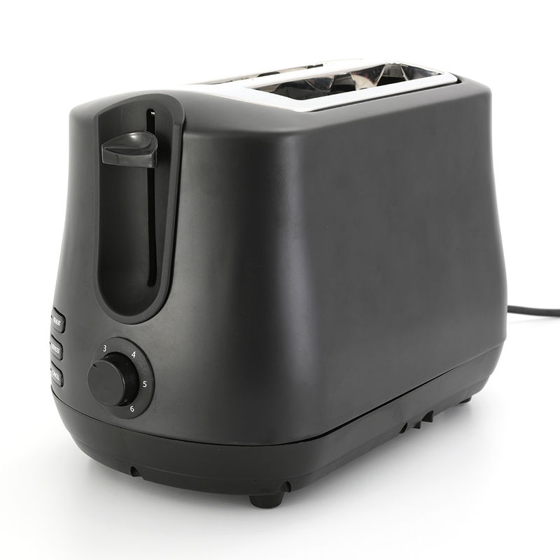 Máquina de tostadoras de 2 rebanadas de ranura ancha negra con funciones de descongelamiento de recalentamiento emergente de 6 sombras de control